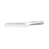 Deluxe Gemüsemesser mit Edelstahlklinge und ergonomischem Griff auf dunkelgrünem Hintergrund