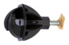 Nahaufnahme eines schwarzen EASYCord Seilisolators mit Metallschraube