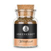 Glasgefäß mit Ankerkraut Wildfleisch Gewürzmischung und Korkdeckel