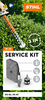 Werbeposter für STIHL Service Kit 34 mit Heckenschere und Wartungsteilen