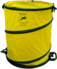 Gelber Springsack B900 mit grünen Streifen und Logo, aus reißfestem PVC-Gewebe