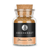 Glasbehälter mit Ankerkraut Hummus Dip Korkdeckel und schwarz-orange Etikett