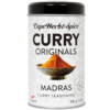 Cape Herb & Spice Curry Madras Gewürzdose neben einer Schale mit Currypulver