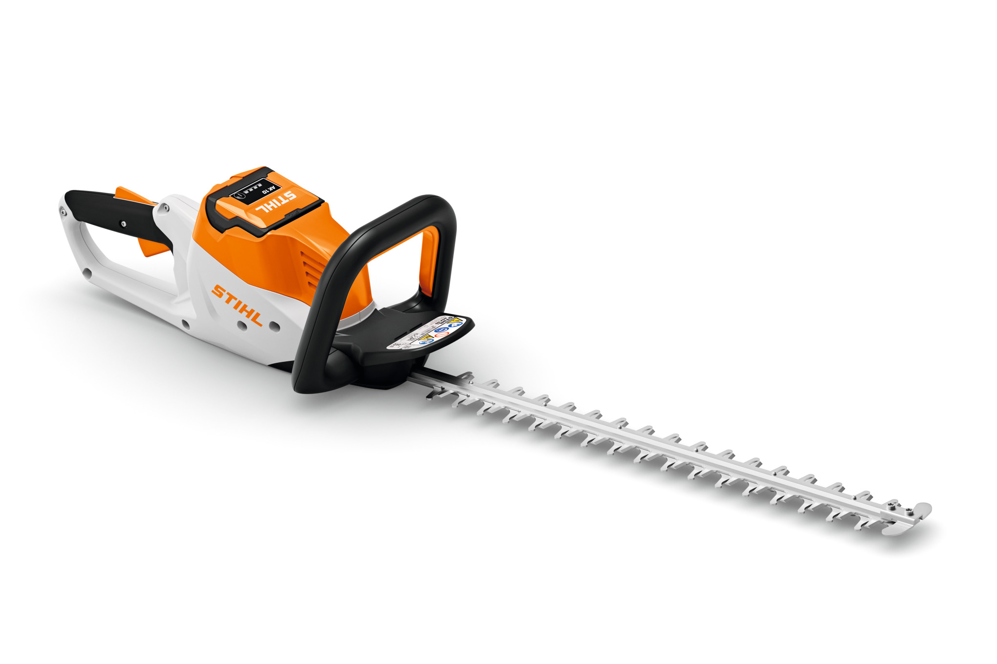 STIHL HSA 50 Akku-Heckenschere in Seitenansicht auf weißem Hintergrund