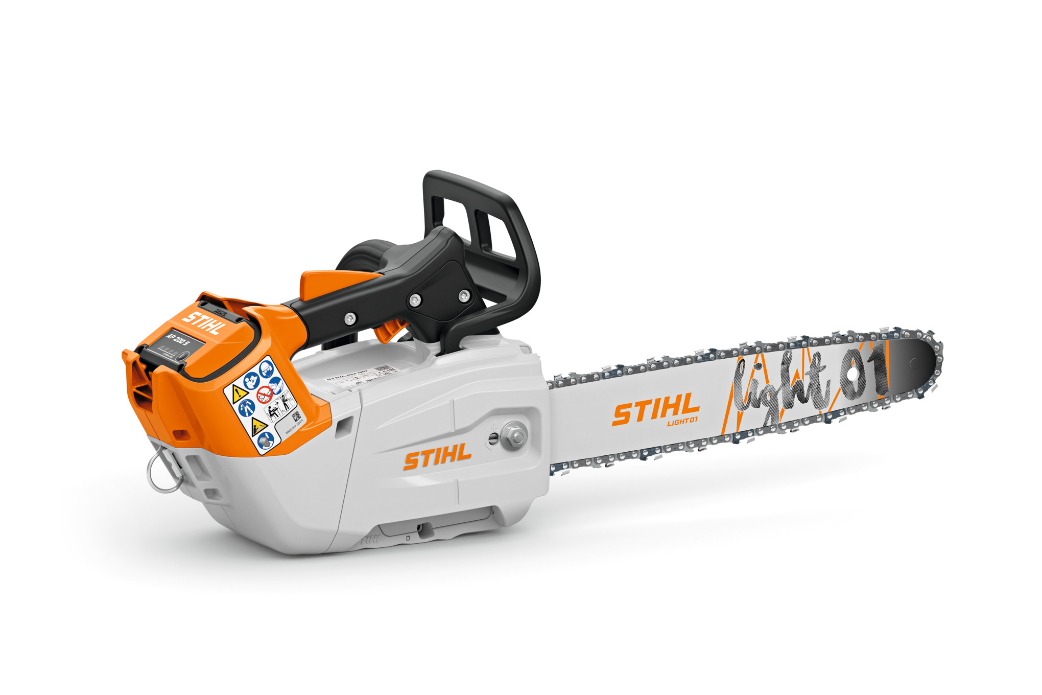 STIHL Akku-Motorsäge MSA 190 T in Orange und Weiß für Baumpflege