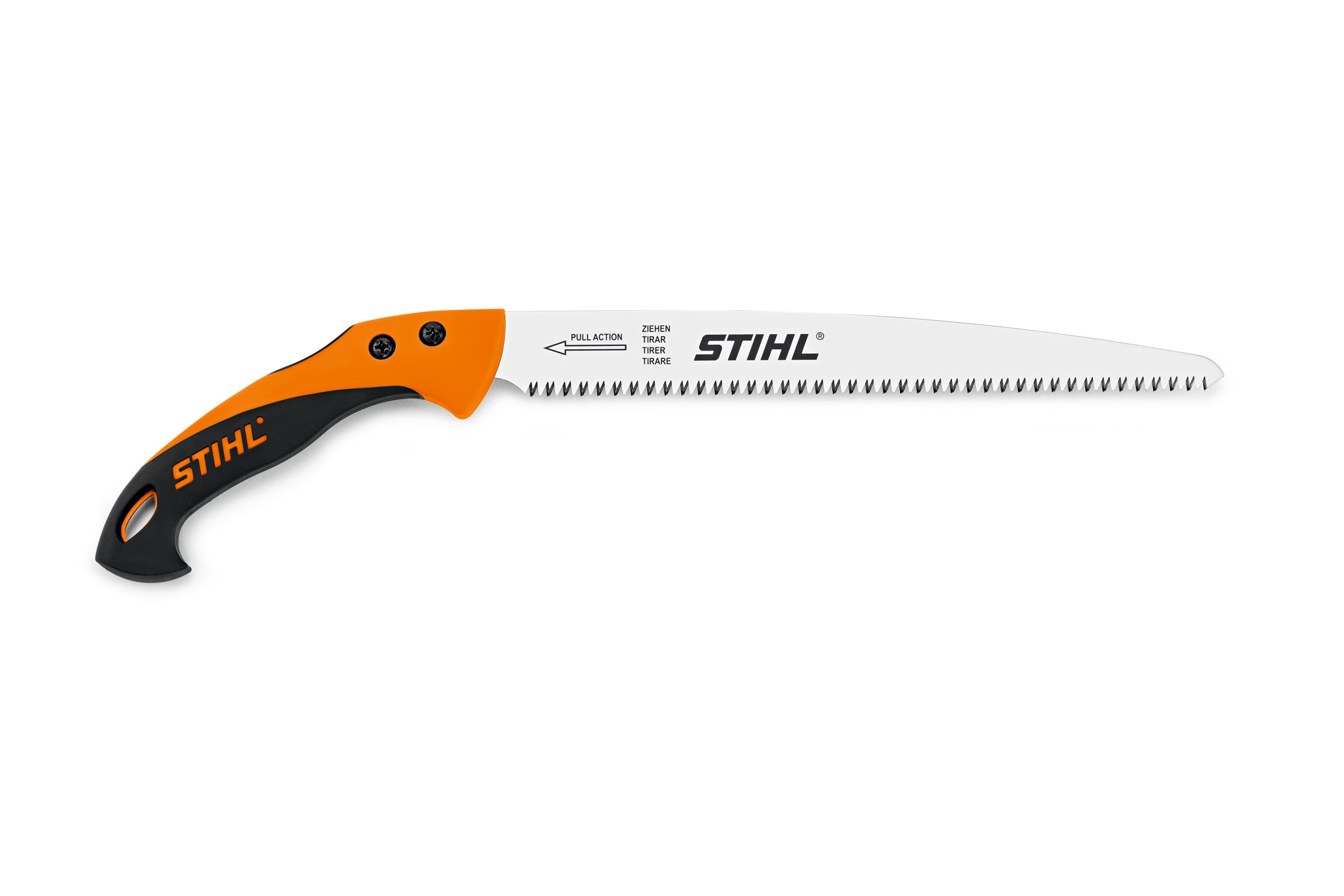 STIHL Astsäge PR 33 mit ergonomischem Griff und scharfem Sägeblatt auf weißem Hintergrund