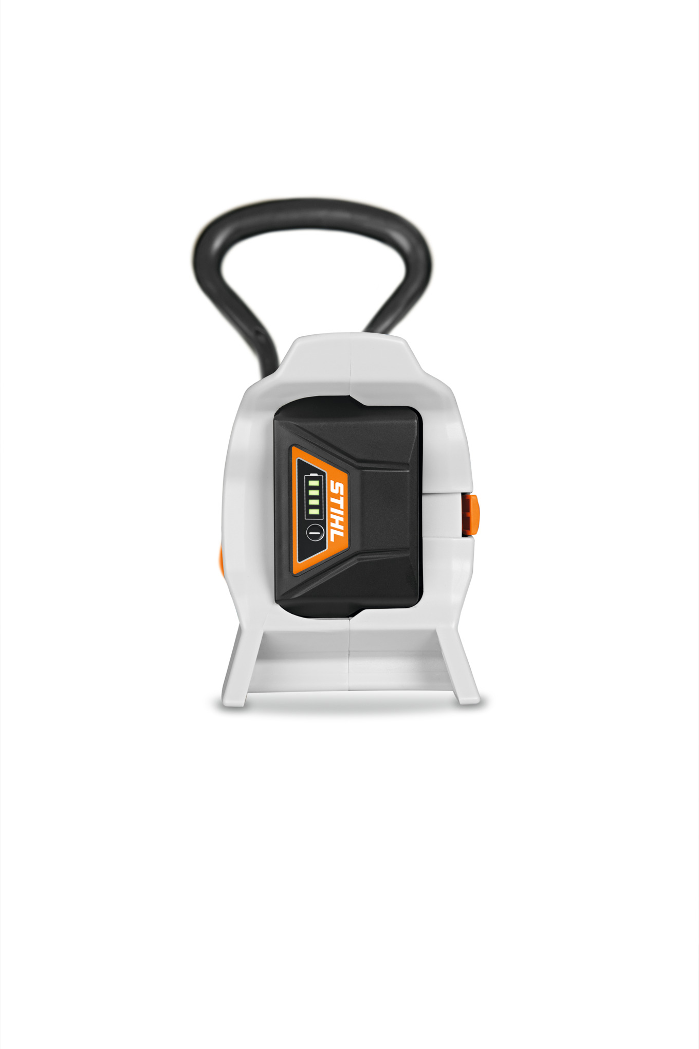 Stihl Spielzeug-Motorsense für Kinder in Weiß mit schwarzen und orangefarbenen Details