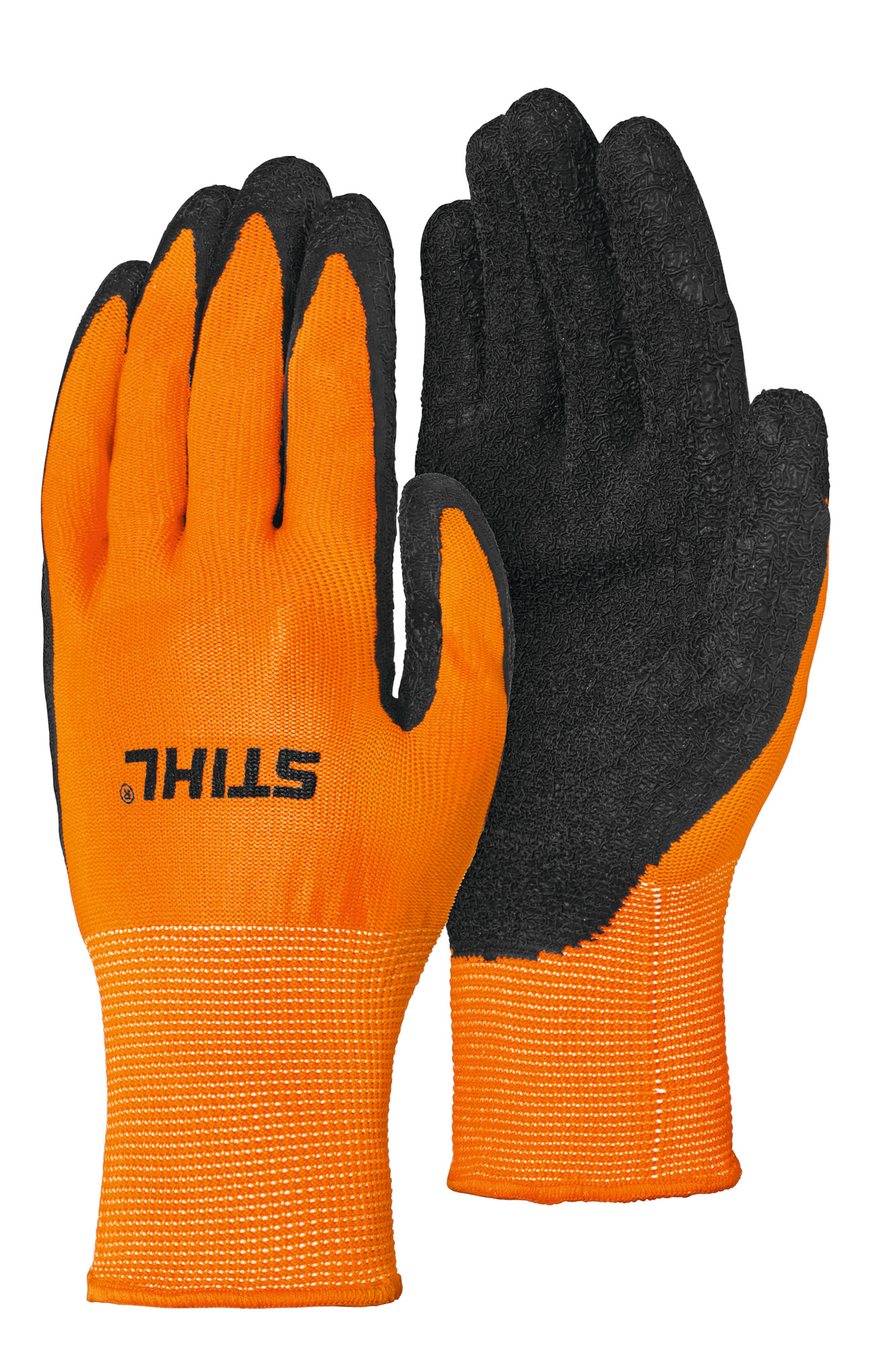 STIHL FUNCTION DuroGrip Handschuhe in Orange und Schwarz mit Latex-Tauchung und PES-Gestricks