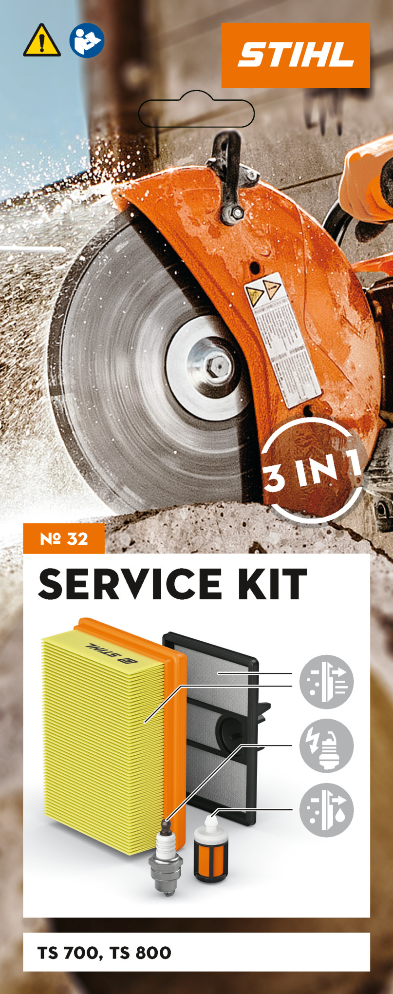 STIHL Service Kit 32 für Trennschleifer TS 700 und TS 800 mit Luftfilter Zündkerze und Kraftstofffilter
