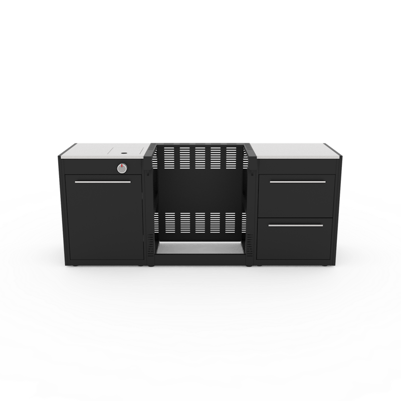 Weber BBQ Kitchen Gas 221 mit Seitenbrenner und Schubladen in Schwarz
