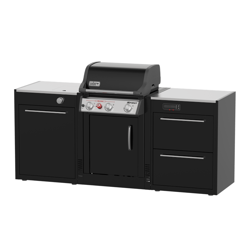 Weber BBQ Kitchen Gas 221 Set für Spirit Gasgrills mit moderner Outdoor-Küchenzeile