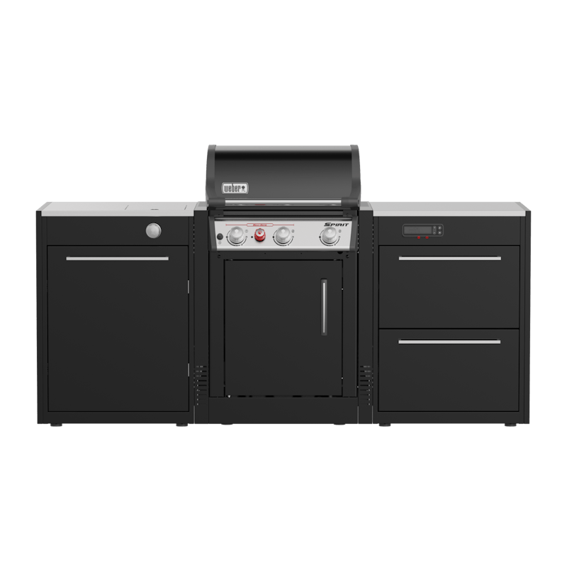 Weber BBQ Kitchen Gas 221 mit Gasgrill und Seitenbrenner in Schwarz