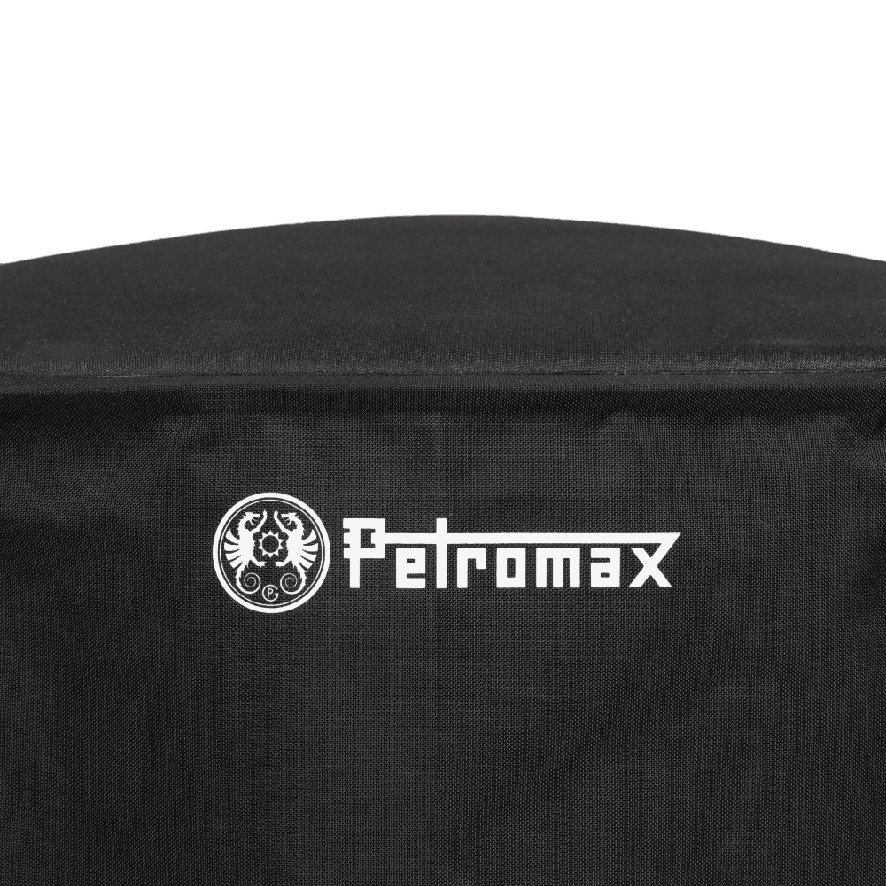 Schwarze Petromax Abdeckhaube für Tyropit mit weißem Logo