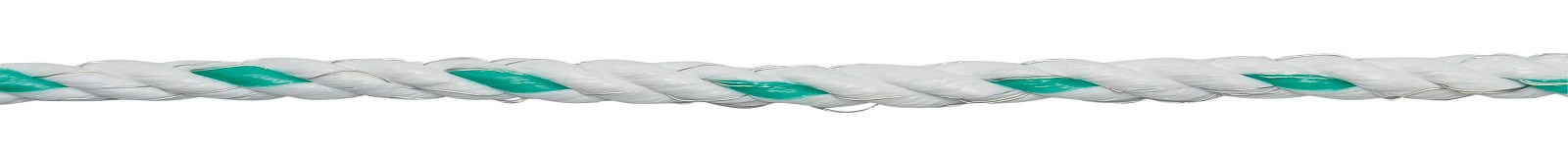 Nahaufnahme des AKO PremiumLine Seils in Weiß und Grün für lange Zäune