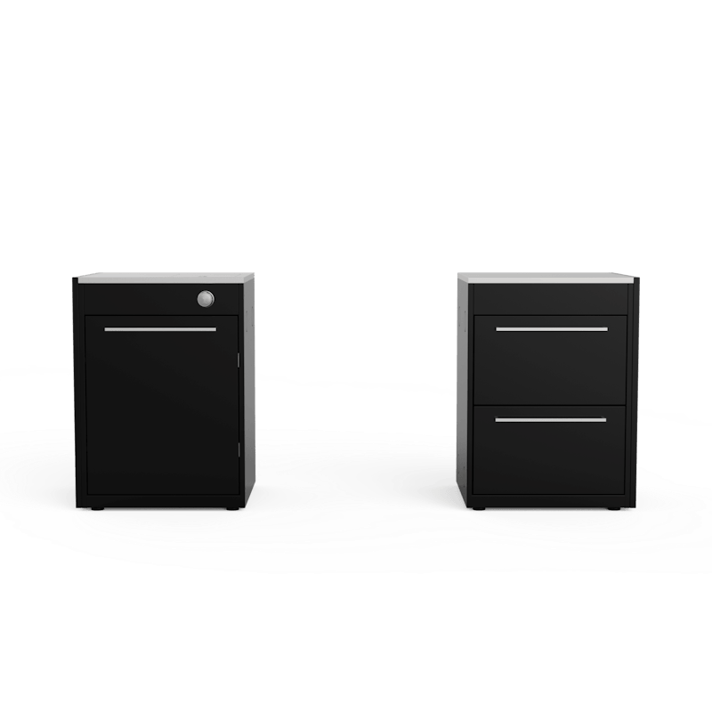 Zwei schwarze Weber BBQ Kitchen Gas 231 Module für Genesis Gasgrills