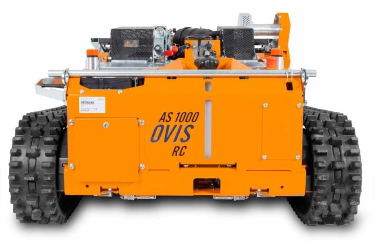 Ferngesteuerter Schlegelmäher AS 1000 Ovis RC in Orange mit Raupenbändern