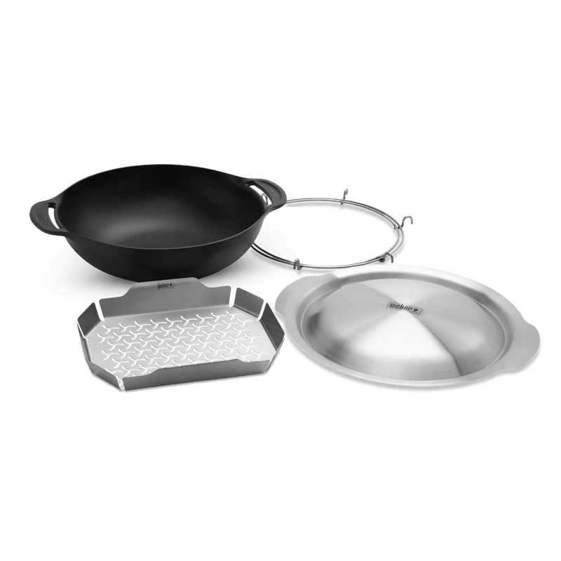 Weber Crafted Gourmet BBQ System mit Gusseisen-Wok, Dünsteinsatz und Deckel