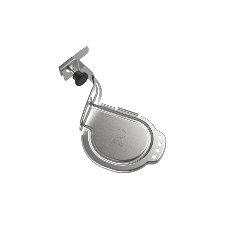 Weber iGrill Halterung aus Edelstahl mit eingraviertem Logo und verstellbarem Klemmmechanismus