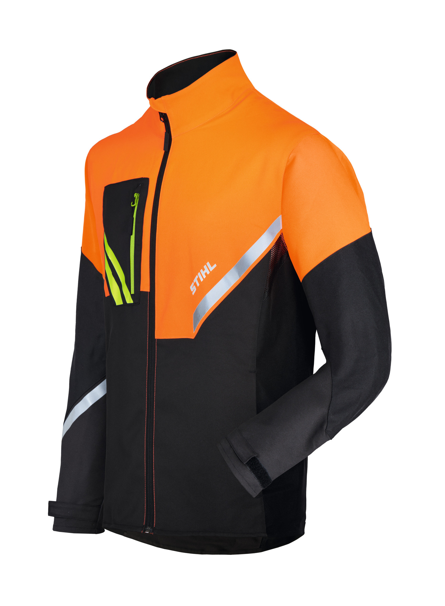 STIHL FUNCTION Core Arbeitsjacke in Anthrazit, Schwarz und Warnorange mit reflektierenden Streifen