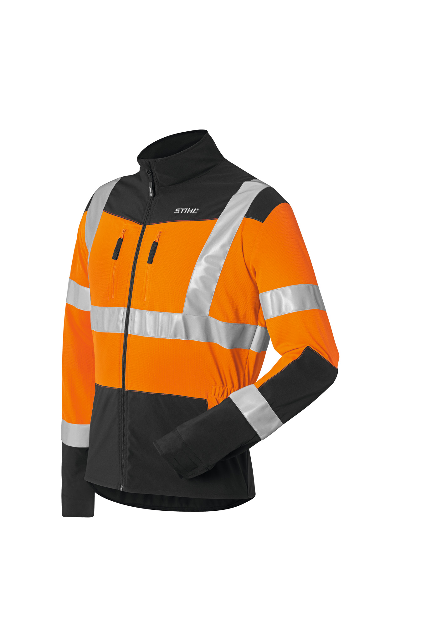 Stihl Warnschutzjacke Vent in Orange mit reflektierenden Streifen und Reißverschlusstaschen