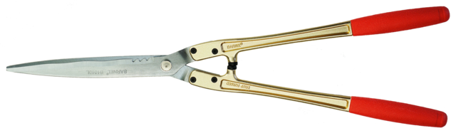 Handheckenschere mit Carbonstahl-Klingen und roten Komfortgriffen