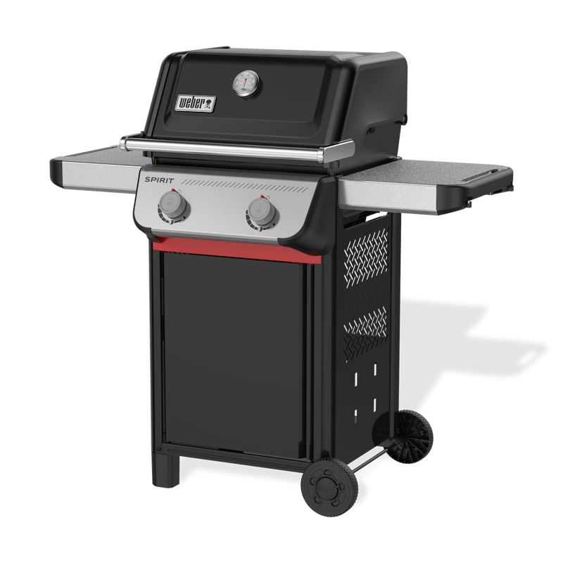 Weber SPIRIT E-210 Gasgrill in Schwarz mit Seitentischen und Rädern