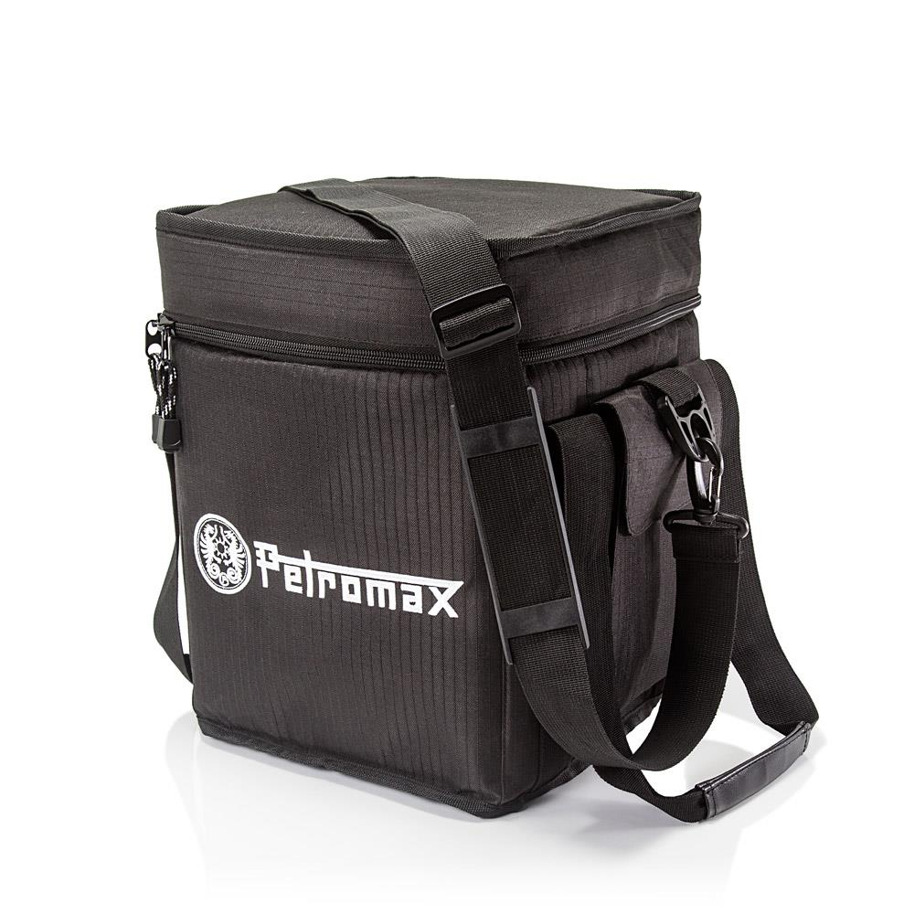 Schwarze Petromax Transporttasche für Raketenofen rf33 mit Logo und Schultergurt