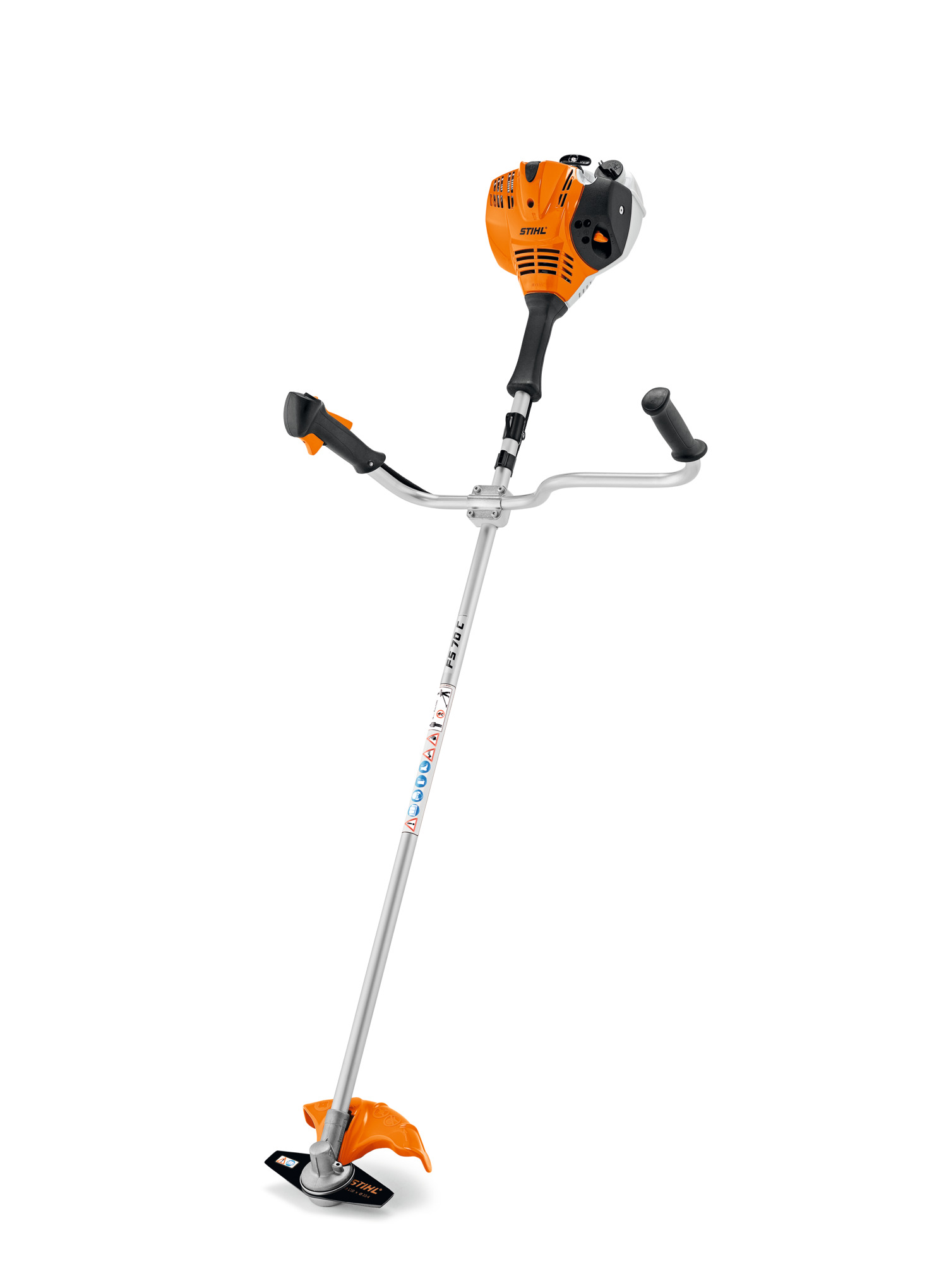 STIHL FS 70 C-E Motorsense mit Zweihandgriff und Grasschneideblatt