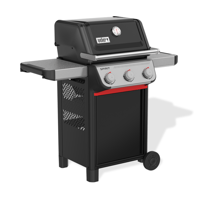 Weber SPIRIT E-310 Gasgrill in Schwarz mit drei Bedienknöpfen und Thermometer