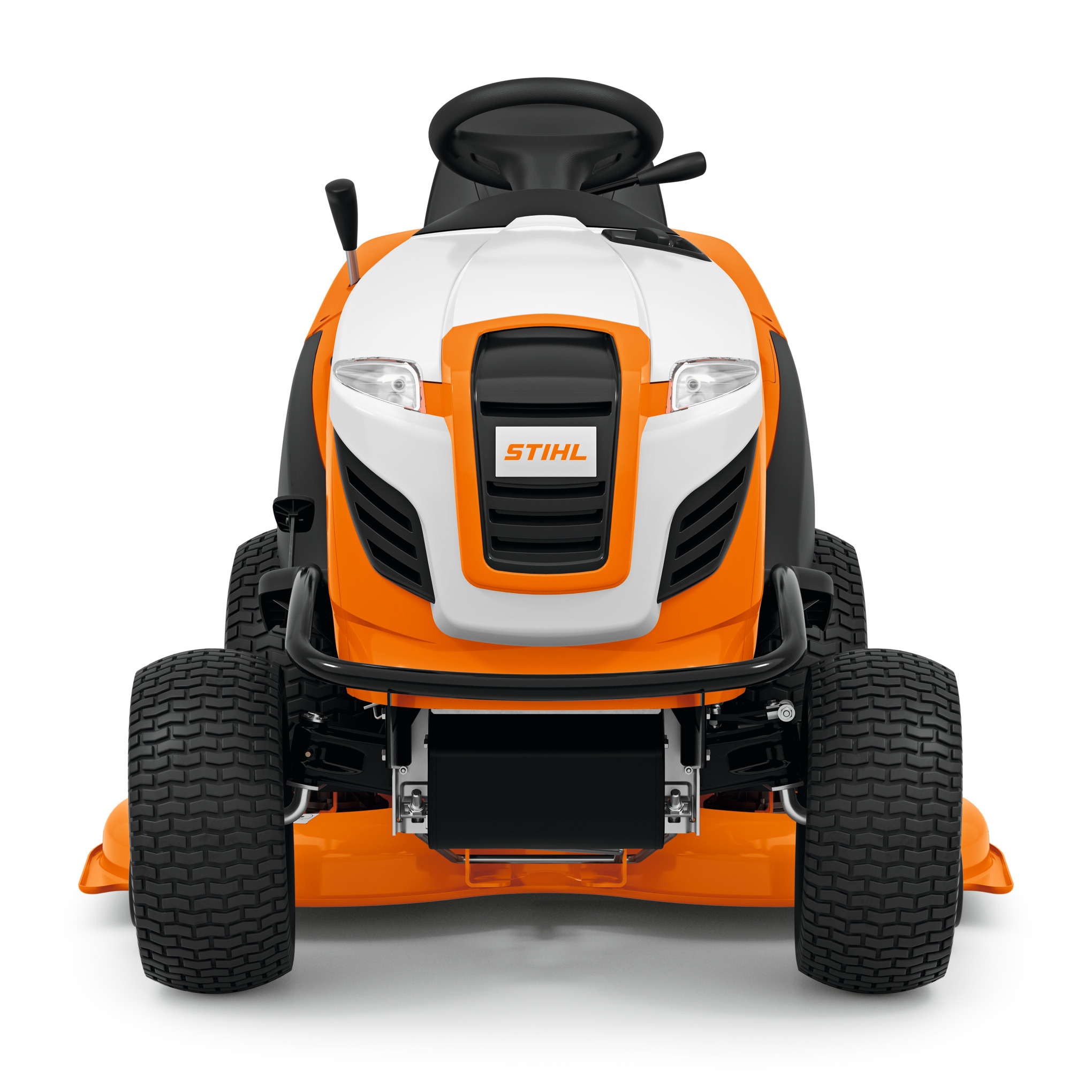 STIHL RT 6127 ZL Aufsitzmäher in Orange und Weiß auf weißem Hintergrund
