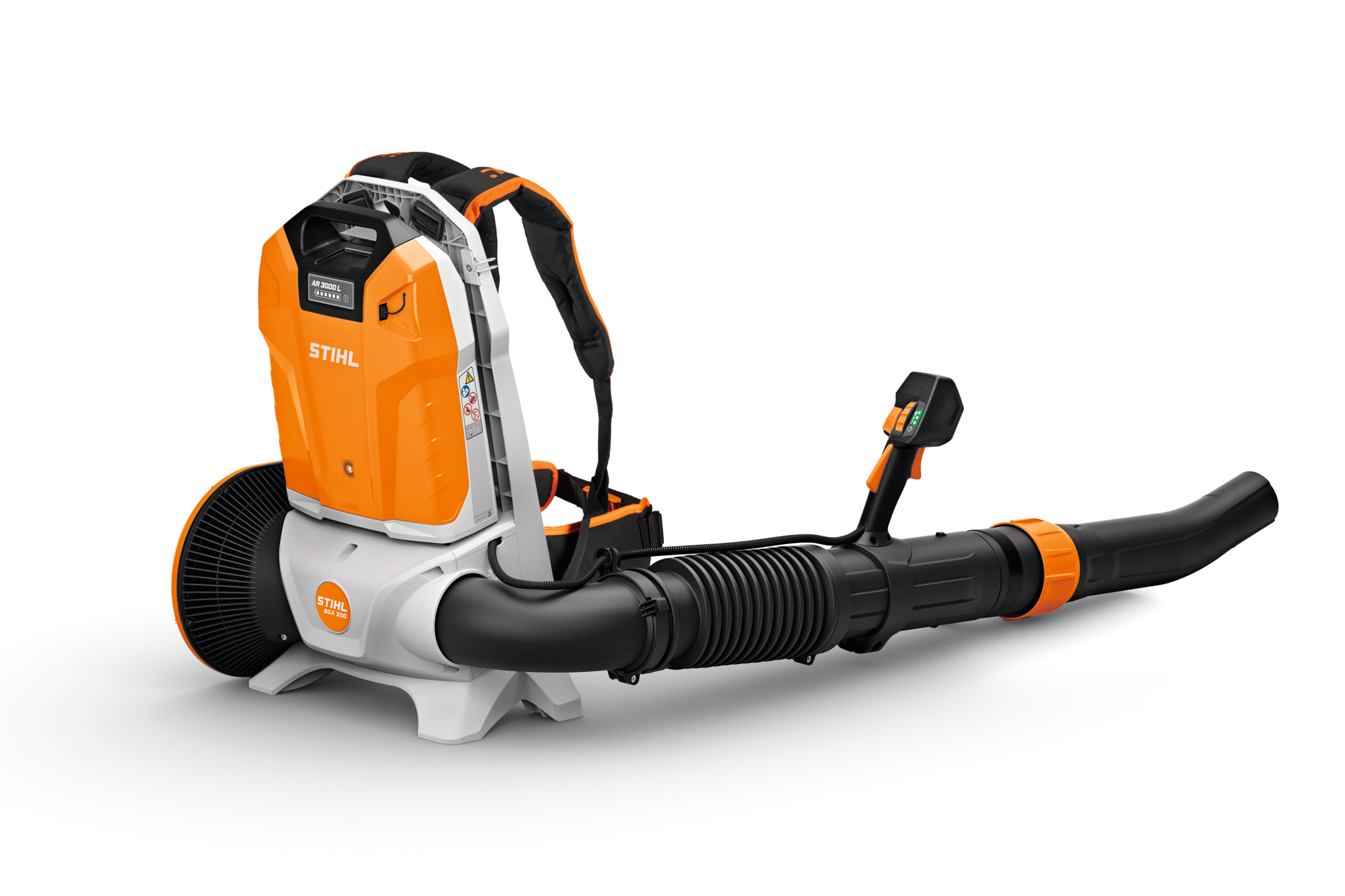 Stihl BGA 300 Akku-Laubbläser mit ergonomischem Tragsystem und LED-Bediengriff