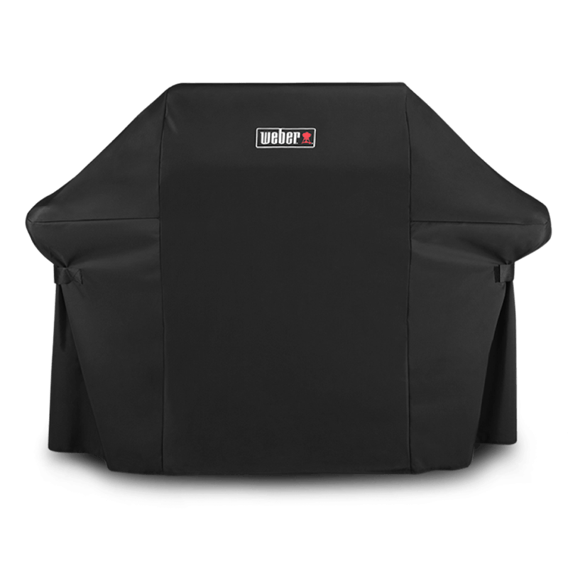 Schwarze Weber Premium Abdeckhaube für Genesis II 200-Serie Grill mit sichtbarem Logo
