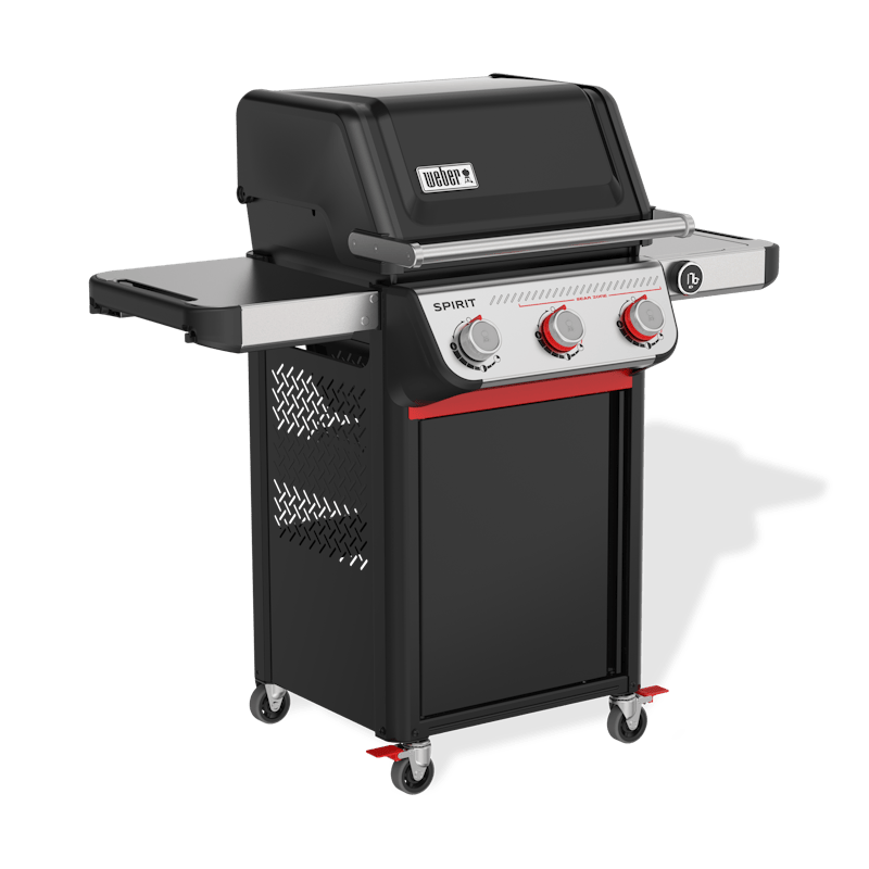 Weber SPIRIT EP-325 GBS Gasgrill in Schwarz mit geschlossenem Deckel und Seitentischen