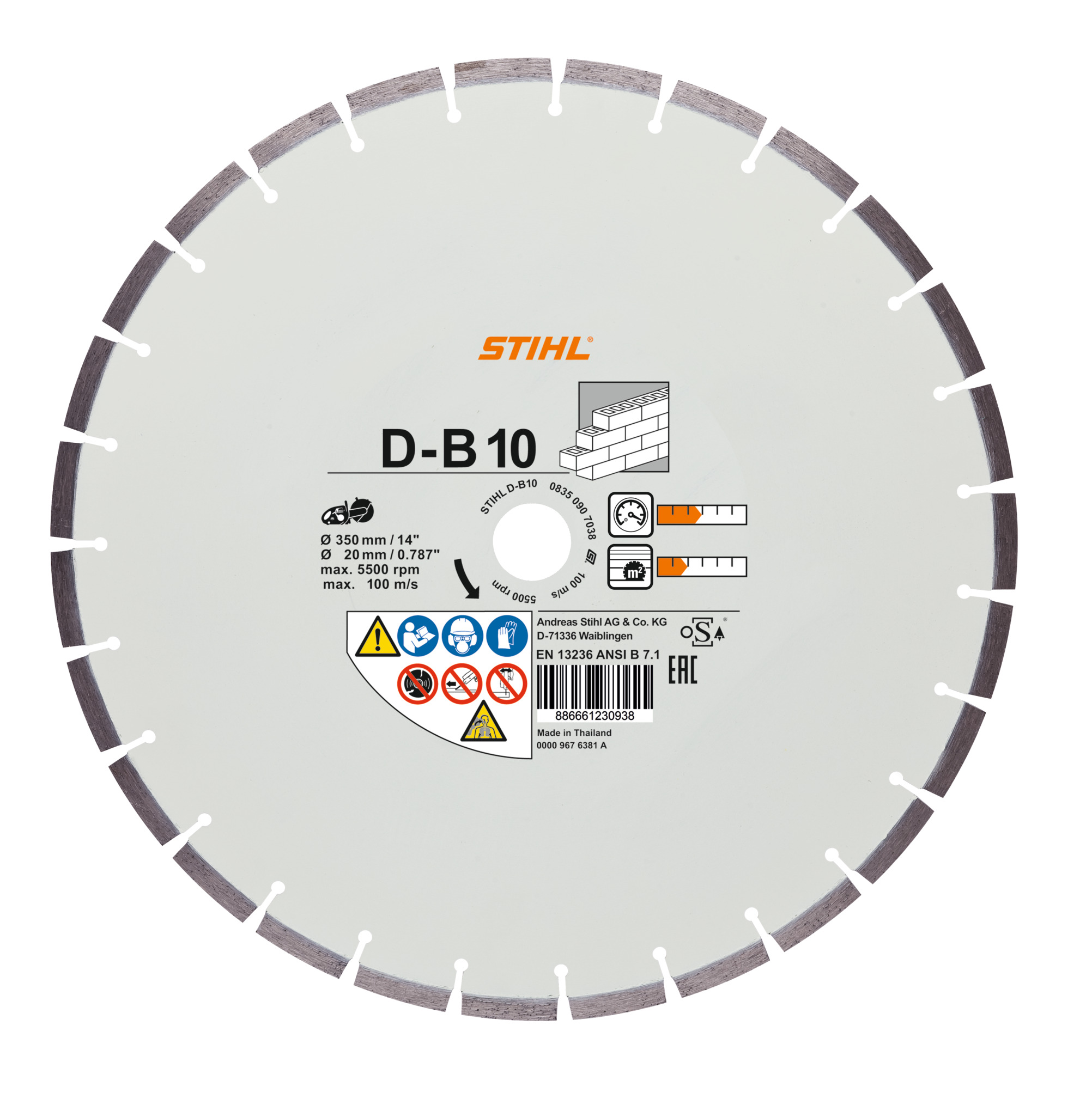 STIHL Diamant-Trennscheibe D-B80 Ø350mm für professionellen Einsatz im Bauwesen
