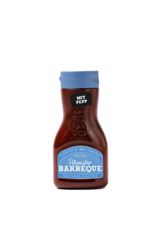 Flasche Pitmaster BBQ 420 ml Squeeze Curtice Brother Sauce mit blauem Deckel