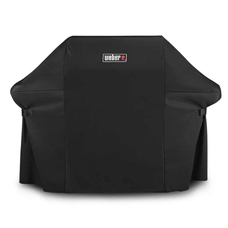 Schwarze Weber Premium Abdeckhaube für Genesis II 600 Grill mit sichtbarem Logo