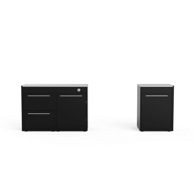 Weber BBQ Kitchen 331 Set in Schwarz mit Edelstahl-Arbeitsplatten
