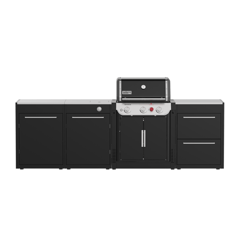 Weber BBQ Kitchen 331 Set für Outdoor-Küche mit Gasgrill und Modulen in Schwarz