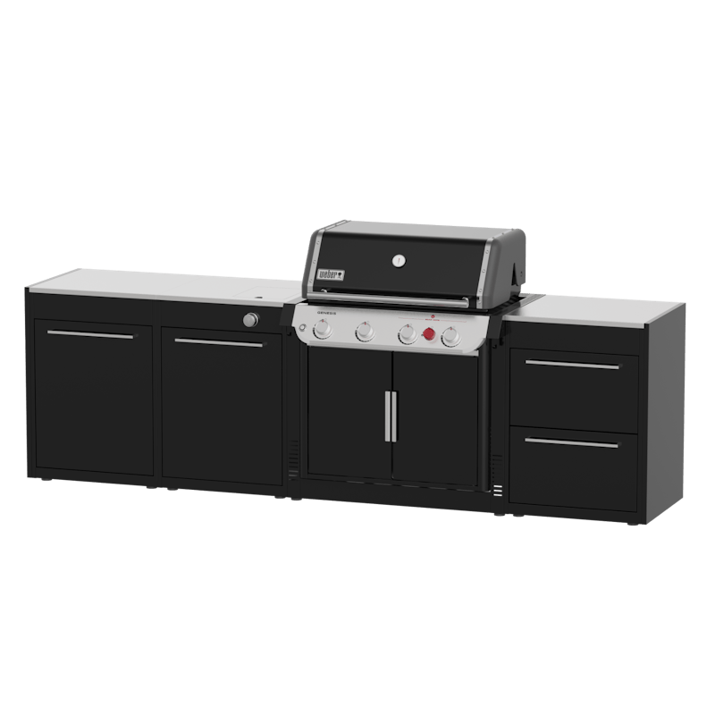 Weber BBQ Kitchen 331 Set mit Gasgrill und Modulen in Schwarz