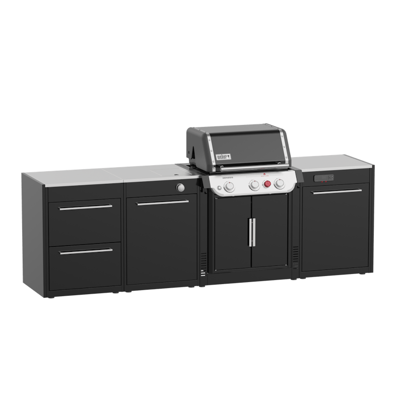 Weber BBQ Kitchen 331 Set für Genesis Gasgrills mit modernen Modulen und Edelstahl-Arbeitsplatten