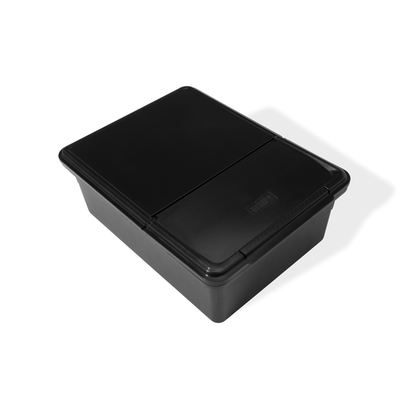 Schwarze Weber Works Outdoor-Aufbewahrungsbox für Grillzubehör mit robustem Deckel