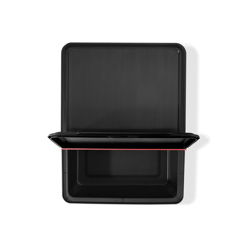 Schwarze Weber Works Outdoor-Aufbewahrungsbox mit offenem Deckel