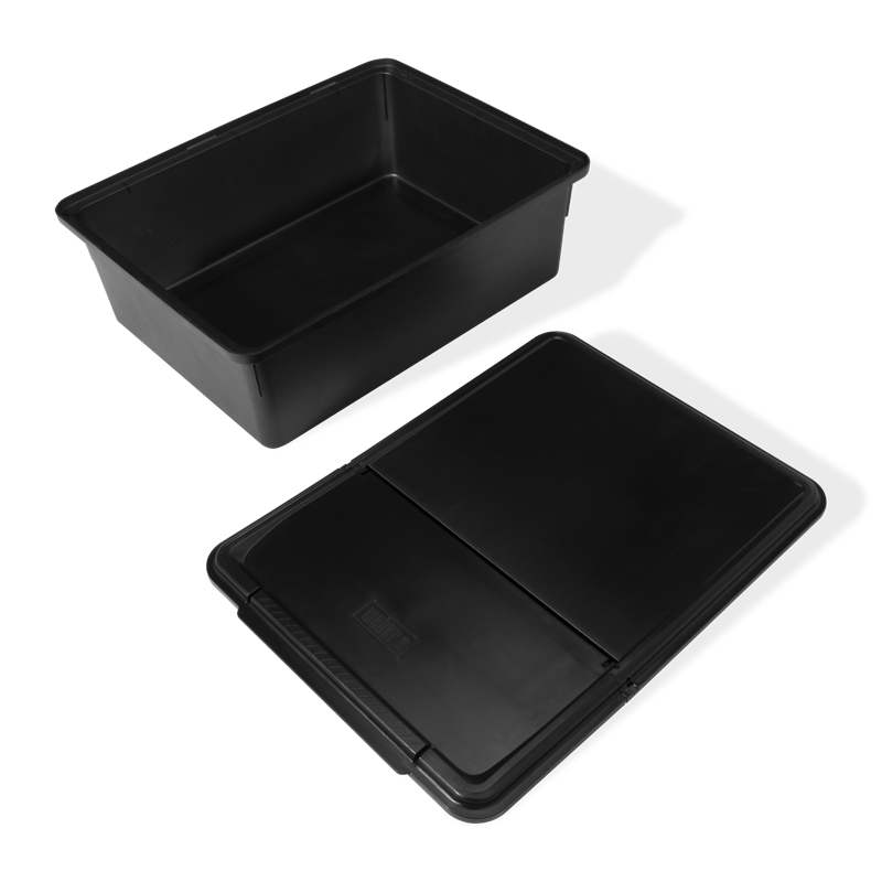 Schwarze Weber Works Outdoor-Aufbewahrungsbox mit klappbarem Deckel