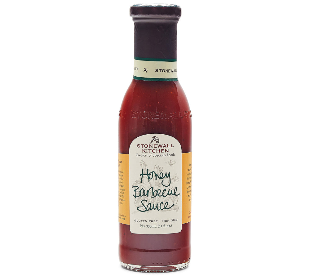 Flasche Stonewall Kitchen Honey Barbecue Sauce 330ml vor weißem Hintergrund