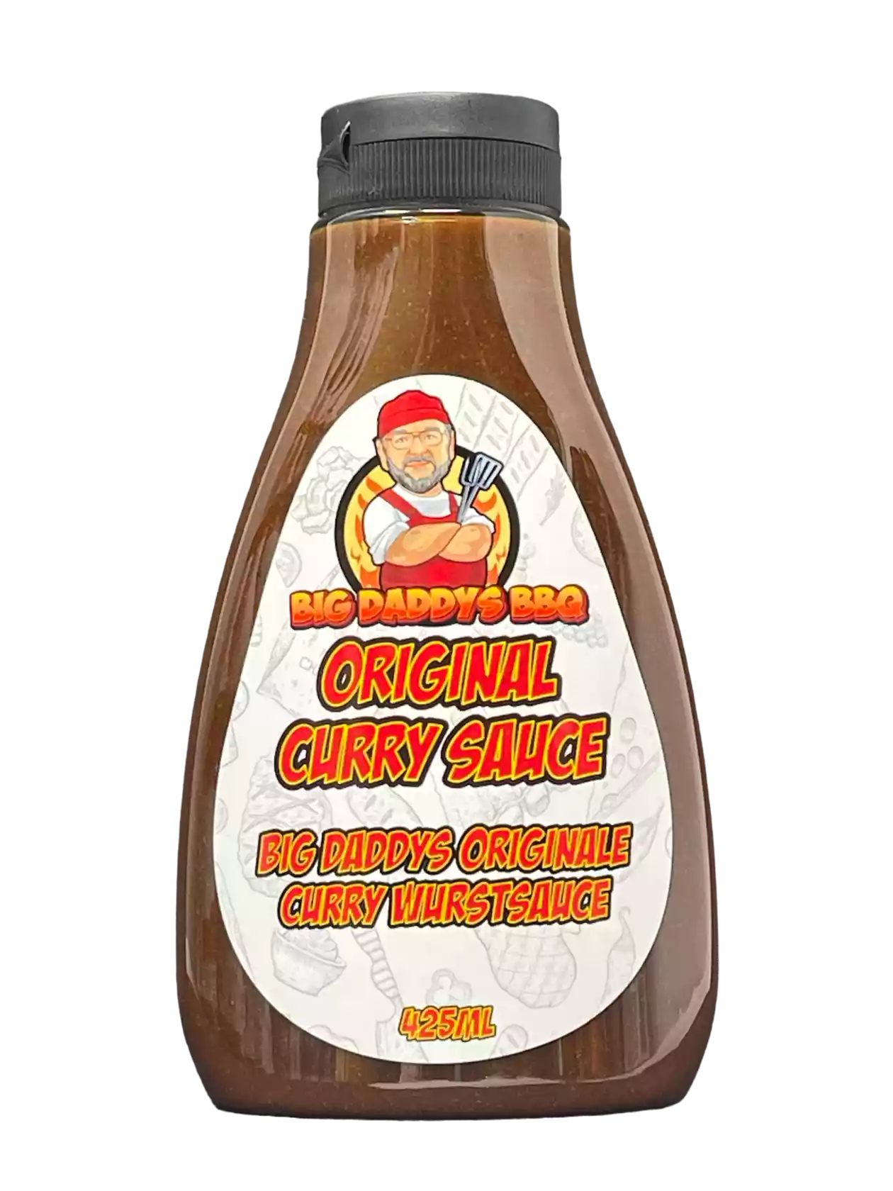 Flasche von Big Daddys Original Curry Sauce mit 425ml Inhalt