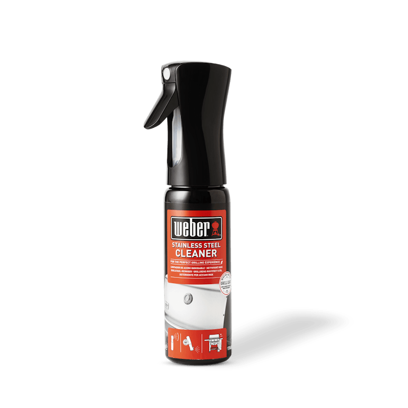 Weber Stainless Steel Cleaner Flasche auf grünem Hintergrund