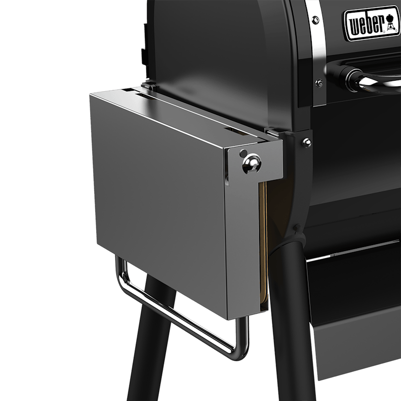 Weber SmokeFire Edelstahl-Seitentisch am Grill mit integriertem Flaschenöffner