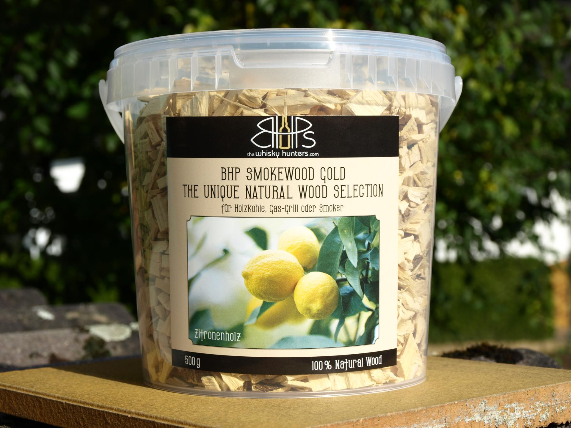 Transparente Verpackung von BHP Smokewood Gold Natural Zitronenholz Räucherchips