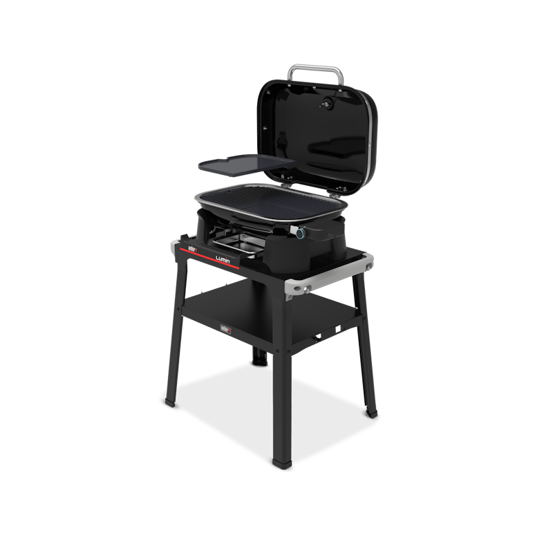 Weber LUMIN Elektrogrill mit Stand und Plancha-Einsatz für Outdoor-Kochen