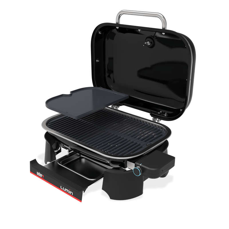 Weber LUMIN Elektrogrill mit Stand und Plancha-Einsatz in Schwarz